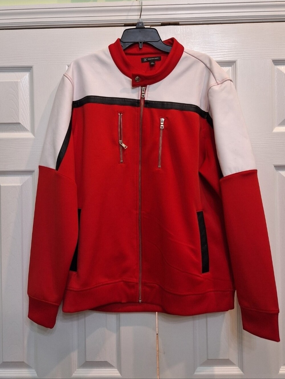 Men's Red & White Zip-Front Jacket by Unknown Brand